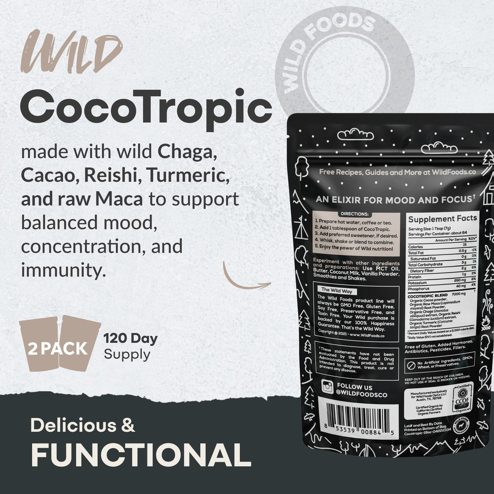 Maca root and turmeric alongside hot cocoa mix