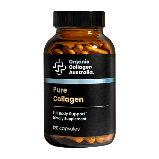 Organic Collagen Australia bottle front view – 120 capsules