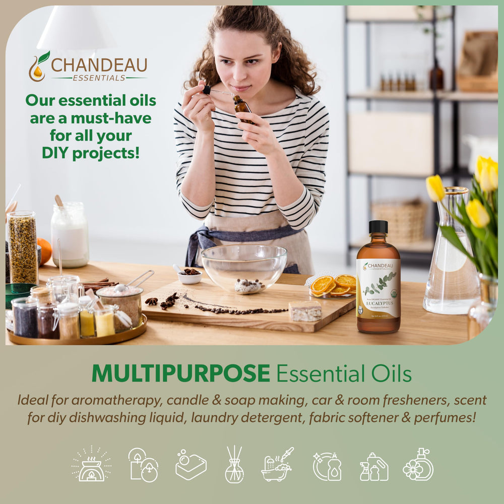 Label of organic eucalyptus essential oil