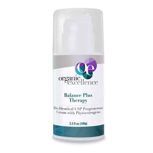 Organic Excellence Balance Plus Therapy bottle-pour demonstrates easy daily dosing for convenient use