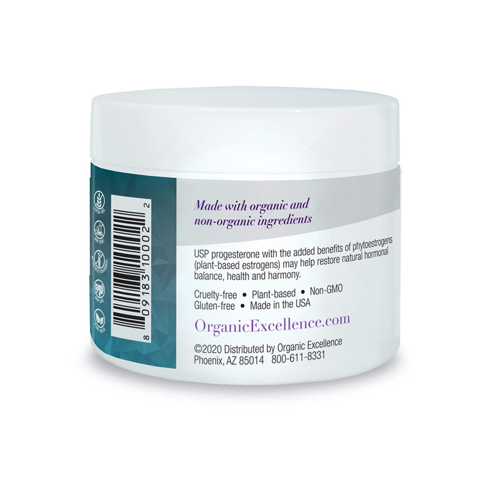 Organic Excellence Balance Plus Therapy label-front highlights USA-made, toxin-free formulation.