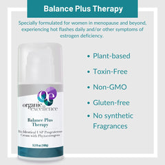Organic Excellence Balance Plus Therapy pump-dispense shows controlled application for morning and evening routines