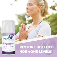 Organic Excellence Progesterone Cream application-forearms shows alternate-site application for flexibility.
