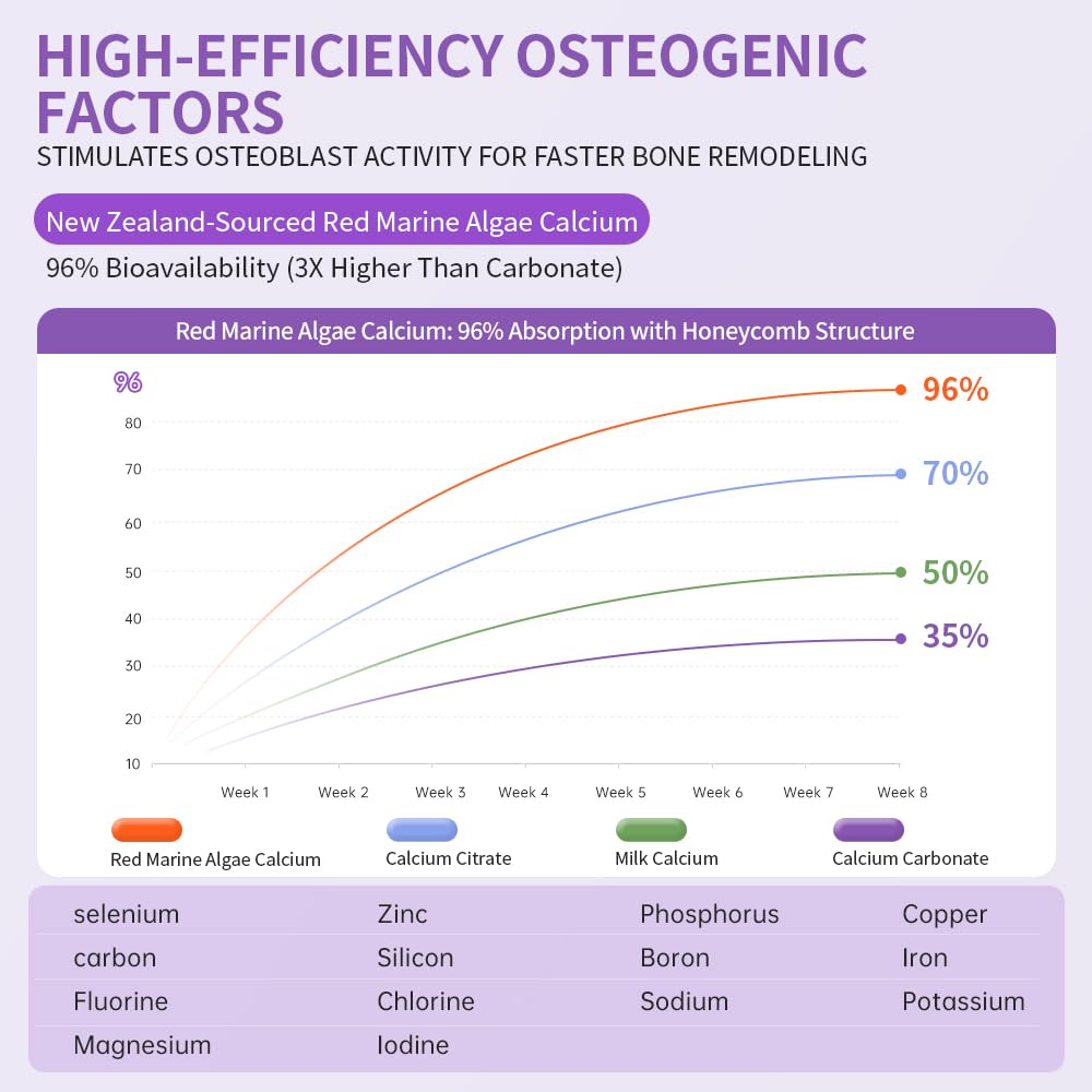 Graphic representation of bone health and growth support