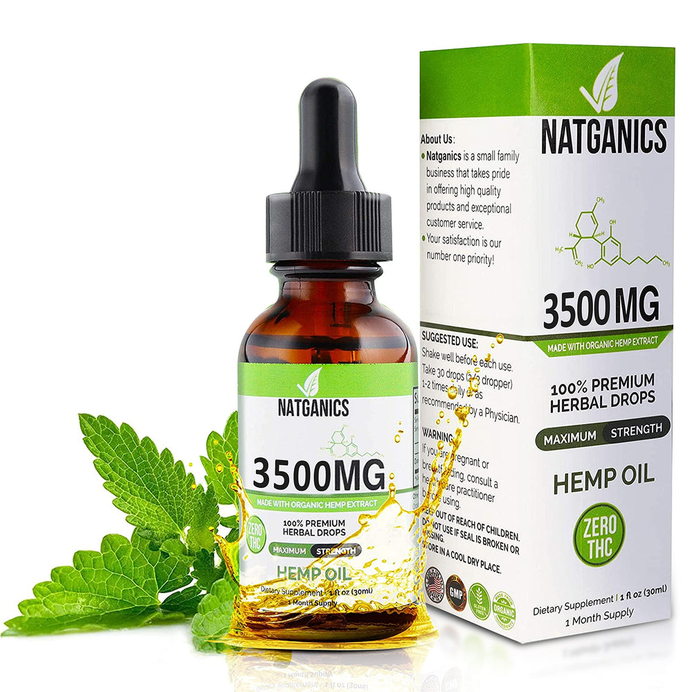 Bottle of Organic Hemp Oil 3500mg with mint flavor