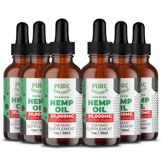 Organic hemp seed oil 6 oz bottle with peppermint flavor