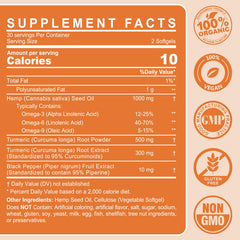 Organic hemp seed oil softgels bottle