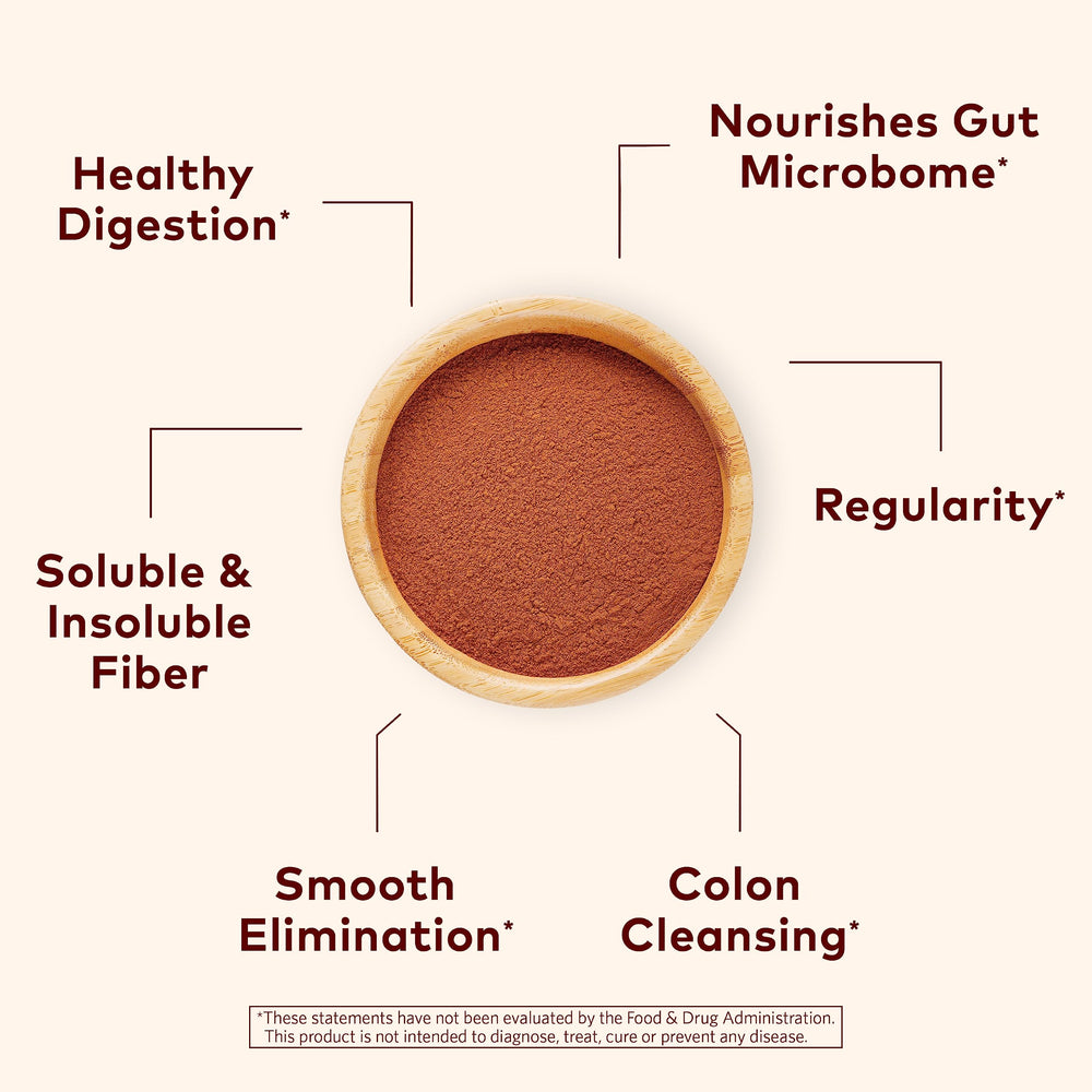Psyllium husk powder being poured into a smoothie