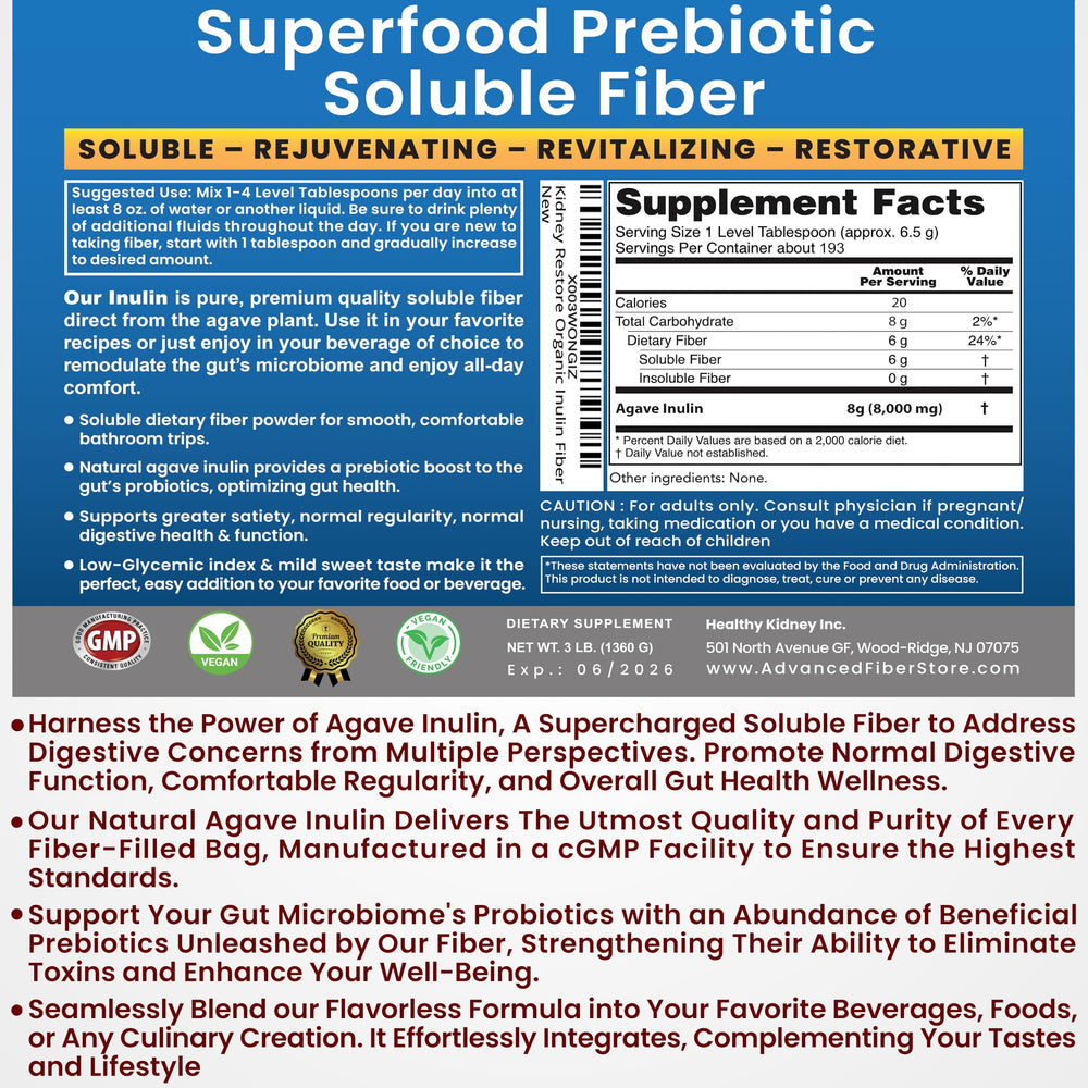 Label details for Organic Inulin Powder 16oz