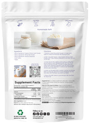 Back label detailing ingredients and nutrition for inulin powder