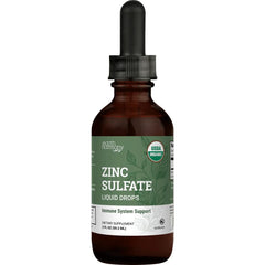 Front view of Organic Liquid Zinc Sulfate 2 oz bottle