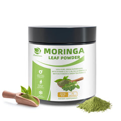 Organic moringa powder and matcha powder blend