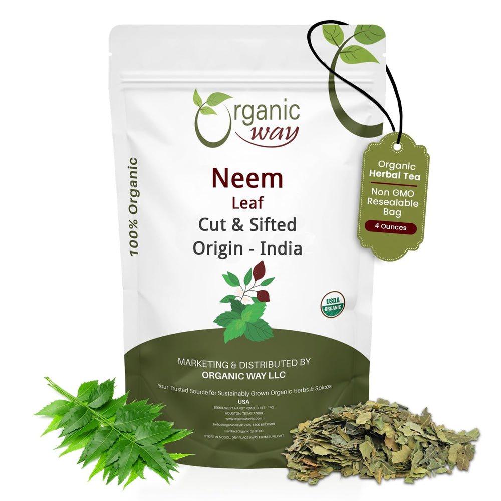 Close-up of organic Neem Leaf Cut and Sifted for herbal tea