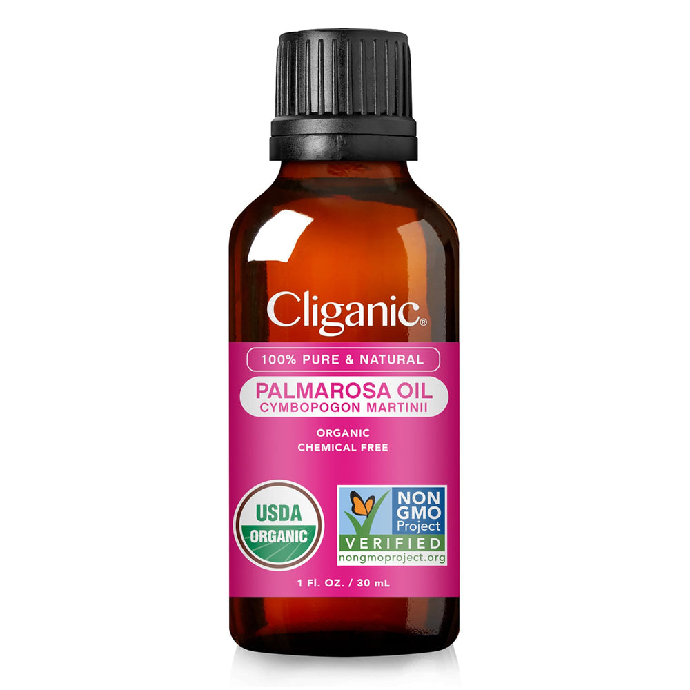 Organic Palmarosa oil bottle with dropper