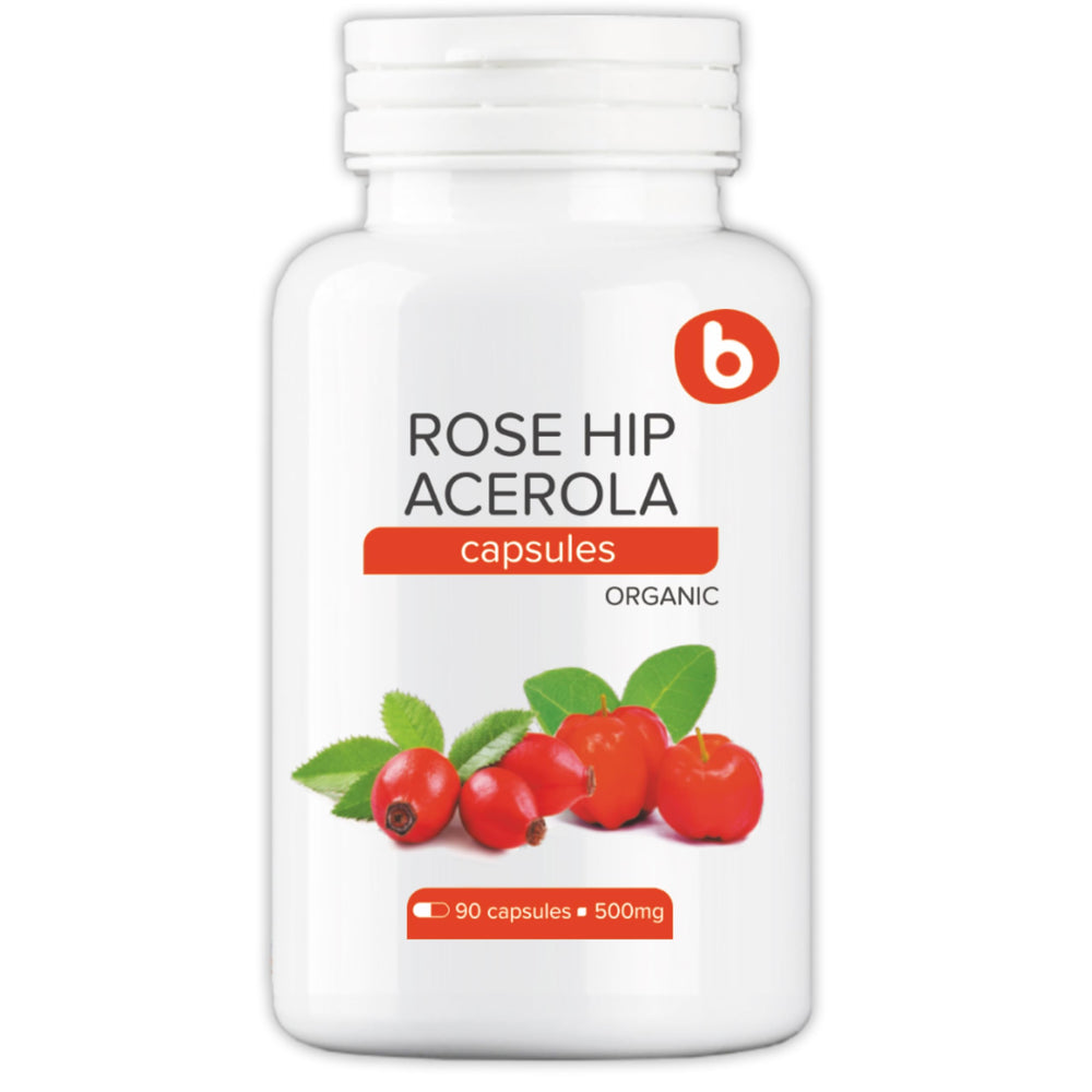 Organic rosehips and acerola capsules hero image