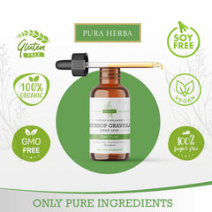 Label reading Organic Soursop Extract Graviola Drops