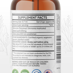 Soursop bitters liquid bottle on a white background