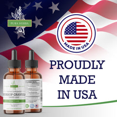 Herbal wellness product shot: Organic Soursop Extract bottle