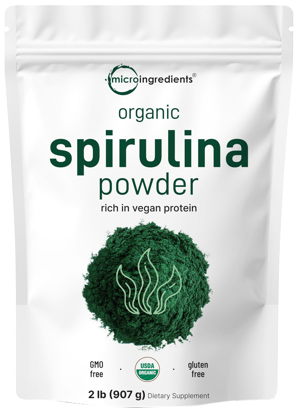 Organic Spirulina Powder 2lbs front view