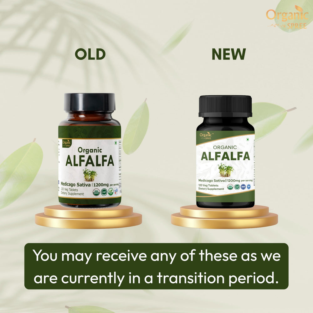 Medicago sativa leaves with Alfalfa tablets