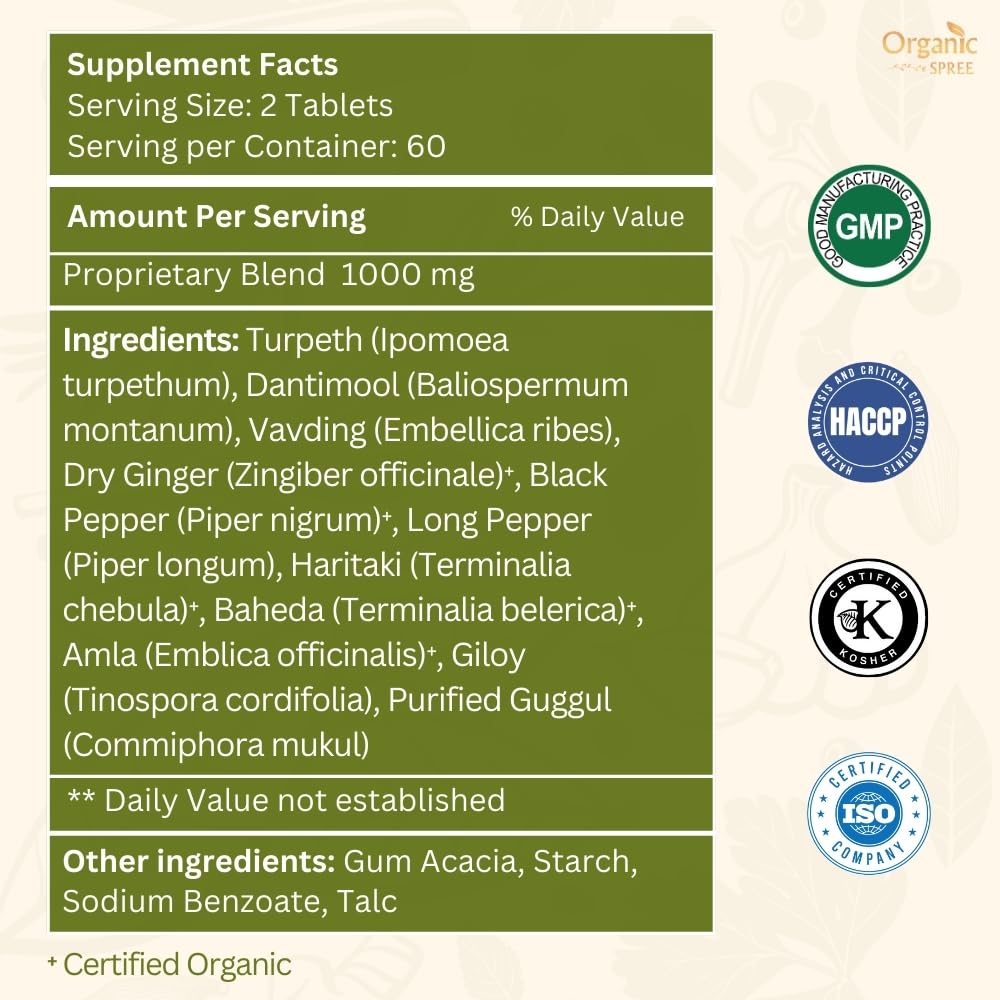 Illustration of Kaishor Guggulu ingredients: Guggulu, Guduchi, Triphala