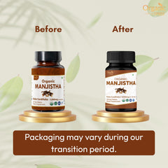 Close-up of Organic Spree Manjistha 120 tablets packaging