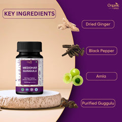 Organic Spree Medohar Guggulu 120 Tablets packaging and bottle