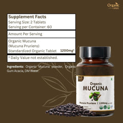 Supplement facts panel on Organic Spree Mucuna bottle