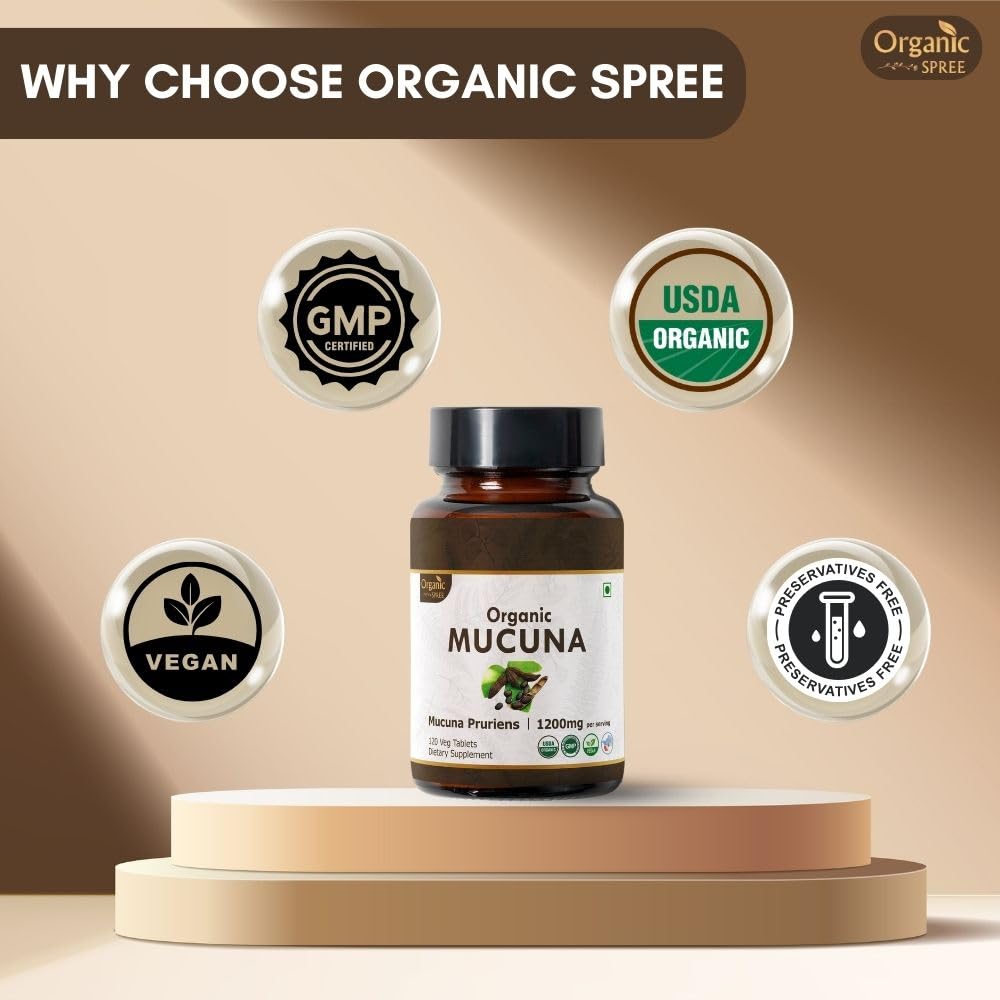 Branding and organic seal on Organic Spree Mucuna packaging