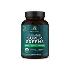 Front view of Organic SuperGreens tablets bottle, 90 count