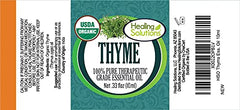 Steam-extracted organic thyme oil with GC-MS testing label