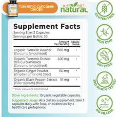 Close-up of Organic Turmeric Curcumin capsules with ginger and black pepper