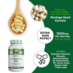Label highlights 1000 mg per serving for Moringa capsules