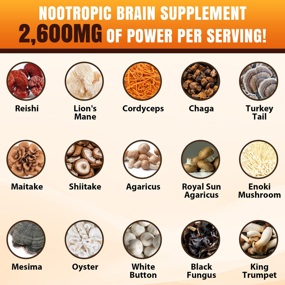 Organic vegan, gluten-free, non-GMO mushroom capsules