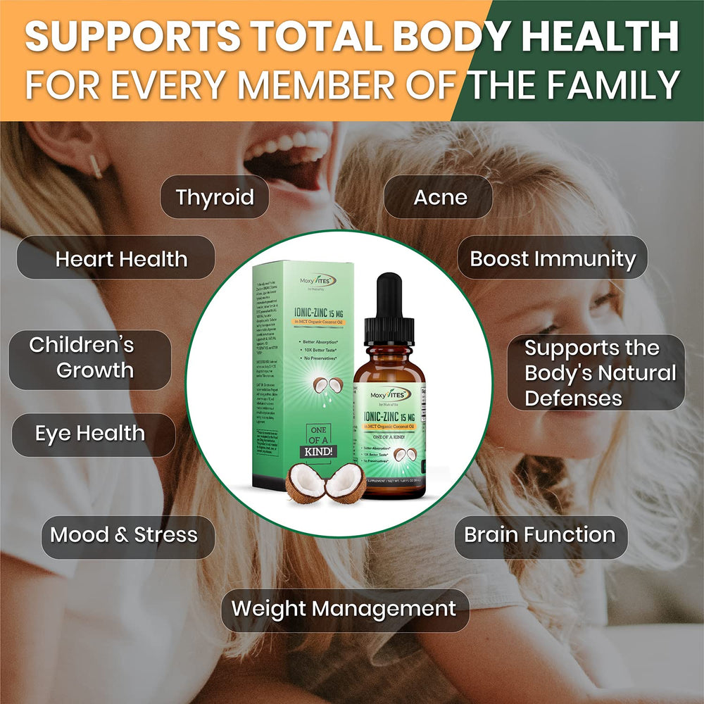 Liquid zinc drops bottle in coconut oil base