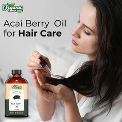 Organic Zing Acai Oil for skincare highlights hydrating, non-greasy feel.