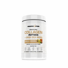 Front packaging of Organics Nature Vanilla Caramel Collagen 380g