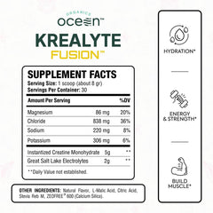Krealyte Fusion ingredients: creatine monohydrate and electrolytes.