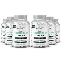 Organics Ocean Magnesium Citrate bottle with six-pack bulk packaging