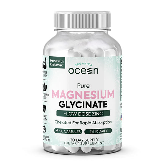 Organics Ocean Magnesium Glycinate with Zinc bottle and 90 capsules