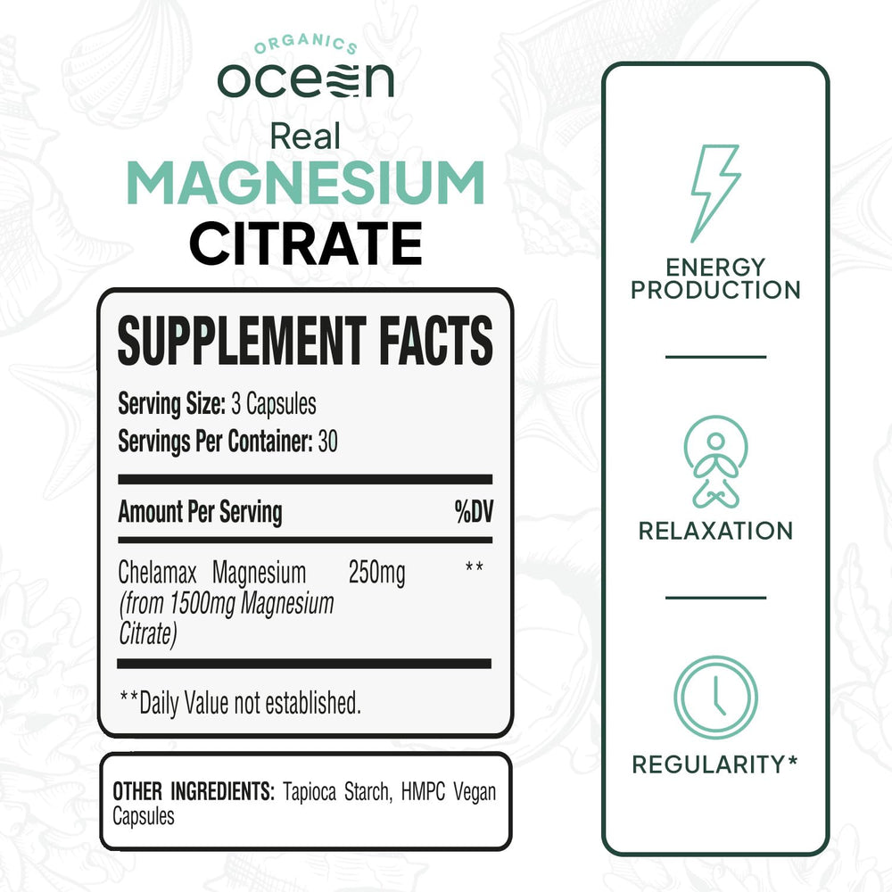 Close-up of Real Magnesium Citrate capsules