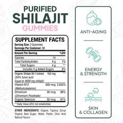 Close-up of Organics Ocean Shilajit Gummies bottle label