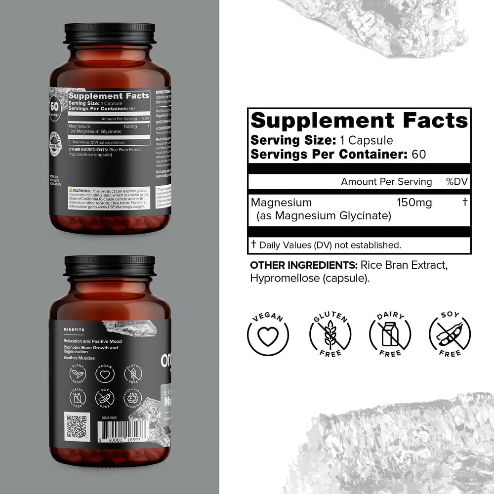 Close-up of magnesium glycinate capsules