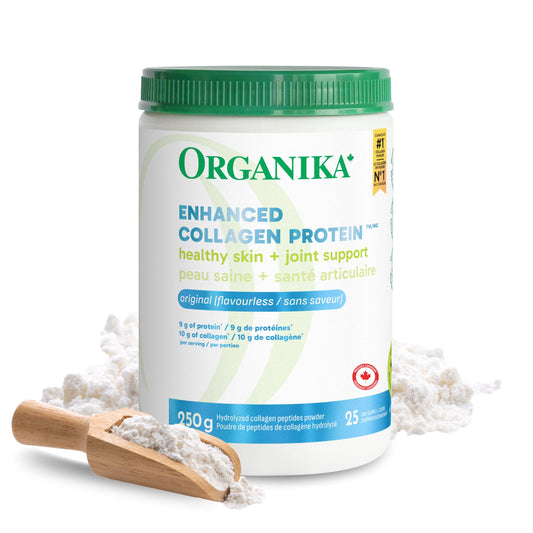 Front view of ORGANIKA Collagen Enhanced 250 g container