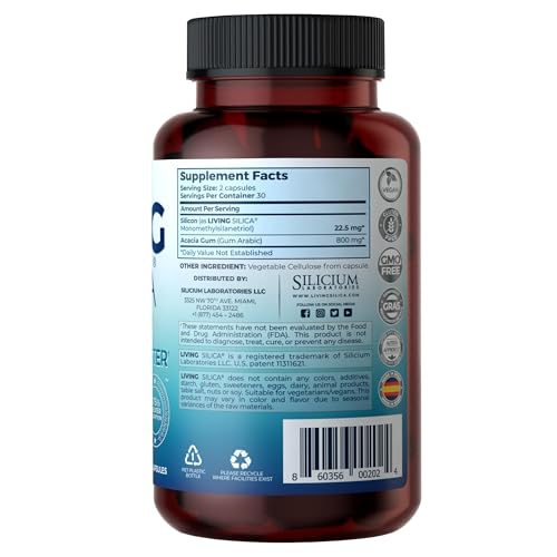 Close-up of Orgono Living Silica mineral-based capsules