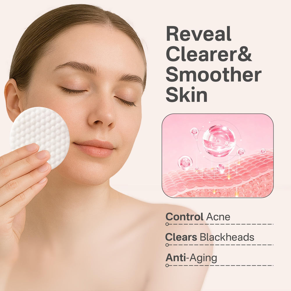 Originbuty pore-cleanse exfoliating pad image suggests refined pores and balanced shine