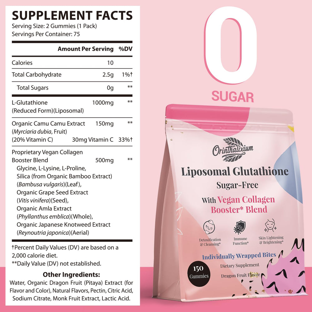 Orinthalixium glutathione gummies bottle close-up for convenient daily use
