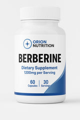 Orion Nutrition Berberine bottle displaying 1200mg per serving and 60 capsules
