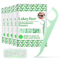 Front view of 500-count orthodontic flossers with dispenser (pack of 5)