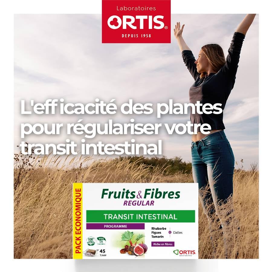 Back of Ortis Fruits & Fibres Regular package showing nutrition facts